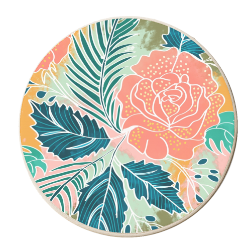 Framed Nature, Botanical Floral Rustic Bohemian, Garden Painting Tropical Illustration - personalised beer coaster by Uma Prabhakar Gokhale