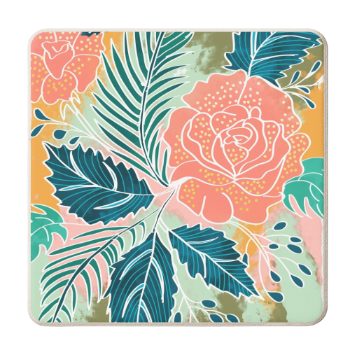 Framed Nature, Botanical Floral Rustic Bohemian, Garden Painting Tropical Illustration - personalised beer coaster by Uma Prabhakar Gokhale