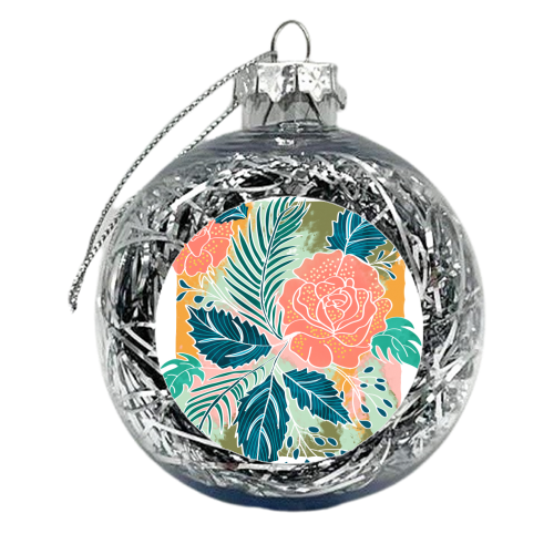 Framed Nature, Botanical Floral Rustic Bohemian, Garden Painting Tropical Illustration - xmas bauble by Uma Prabhakar Gokhale