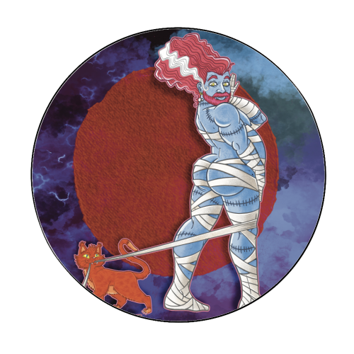 FrankenMummy - Circle Sticker by ARTECCO