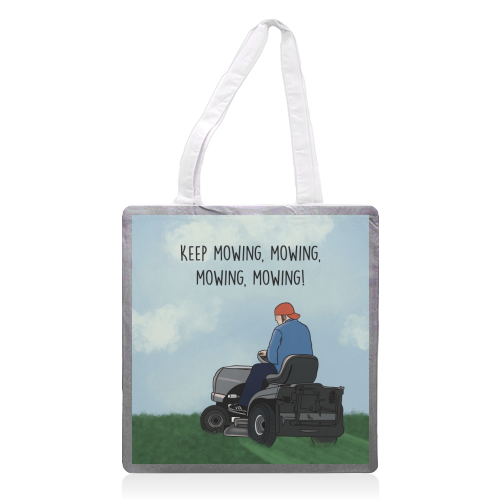 Fred Durst Mowing Print - printed canvas tote bag by Drawings by Firefly
