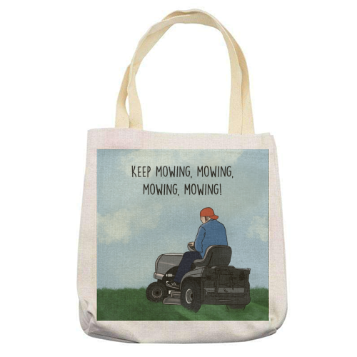Fred Durst Mowing Print - printed canvas tote bag by Drawings by Firefly
