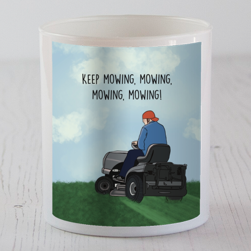 Fred Durst Mowing Print - scented candle by Drawings by Firefly