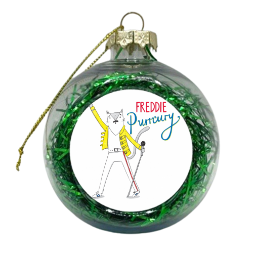 Freddie Purrcury - xmas bauble by Katie Ruby Miller