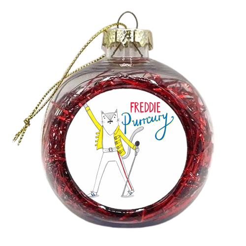 Freddie Purrcury - xmas bauble by Katie Ruby Miller