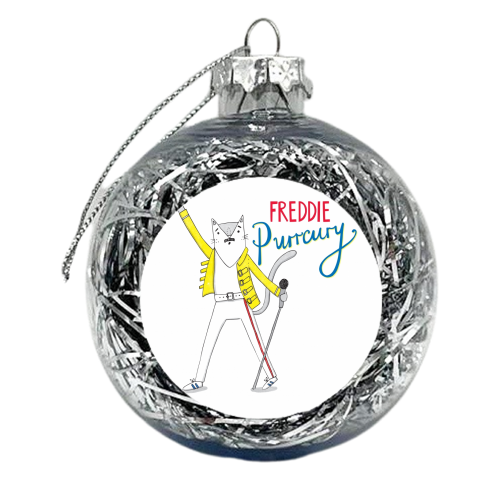 Freddie Purrcury - xmas bauble by Katie Ruby Miller