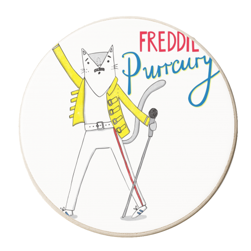 Freddie Purrcury - personalised beer coaster by Katie Ruby Miller
