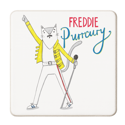 Freddie Purrcury - personalised beer coaster by Katie Ruby Miller