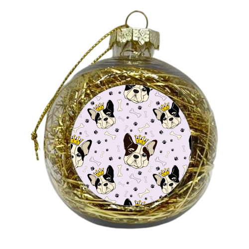 French bulldog pattern version 2 - xmas bauble by haris kavalla
