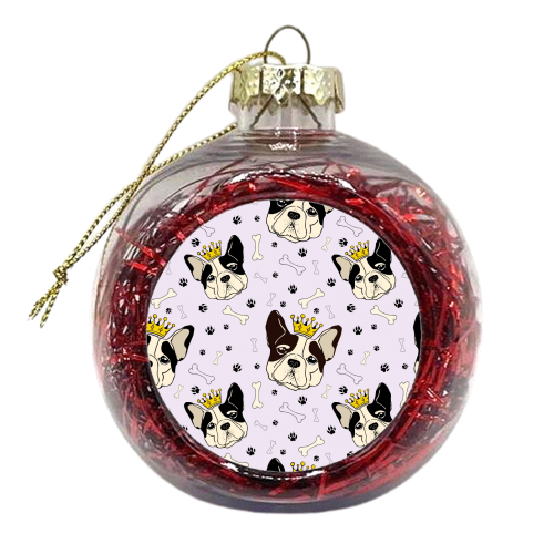 French bulldog pattern version 2 - xmas bauble by haris kavalla