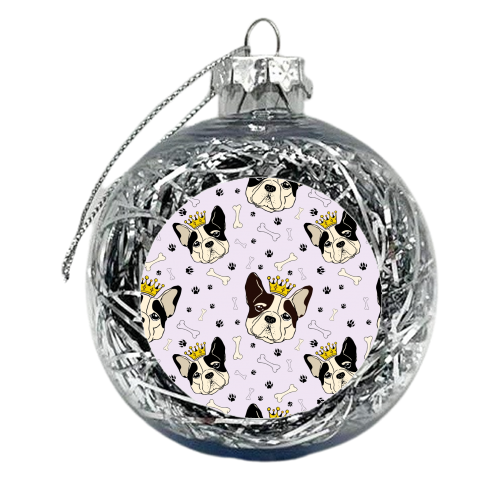 French bulldog pattern version 2 - xmas bauble by haris kavalla