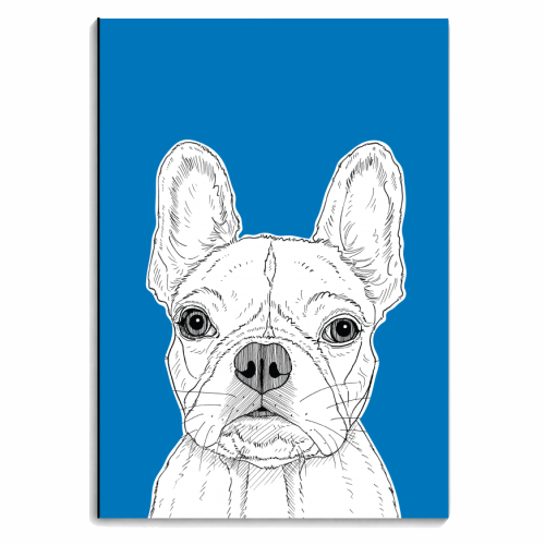 French Bulldog Portrait ( blue background ) - personalised A4, A5, A6 notebook by Adam Regester