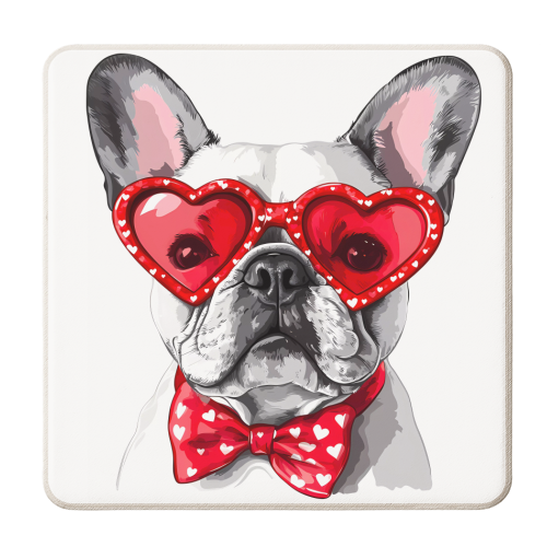 French bulldog with heart sunglasses - personalised beer coaster by haris kavalla
