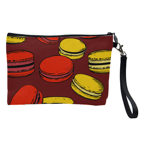French Macarons Strawberry Lemon Citrus Red Yellow - pretty makeup bag by Art Heart Home and Fashion