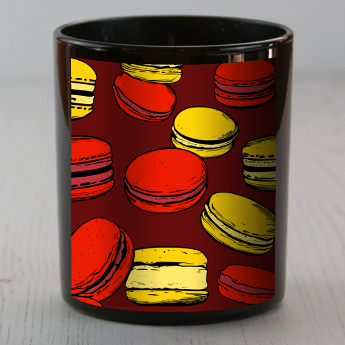 French Macarons Strawberry Lemon Citrus Red Yellow - scented candle by Art Heart Home and Fashion