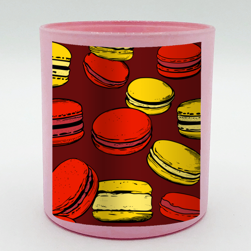 French Macarons Strawberry Lemon Citrus Red Yellow - scented candle by Art Heart Home and Fashion