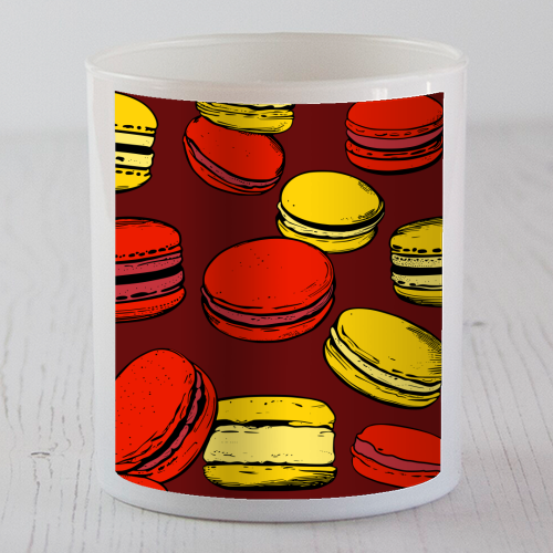 French Macarons Strawberry Lemon Citrus Red Yellow - scented candle by Art Heart Home and Fashion