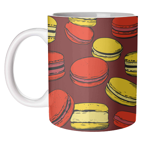 French Macarons Strawberry Lemon Citrus Red Yellow - unique mug by Art Heart Home and Fashion