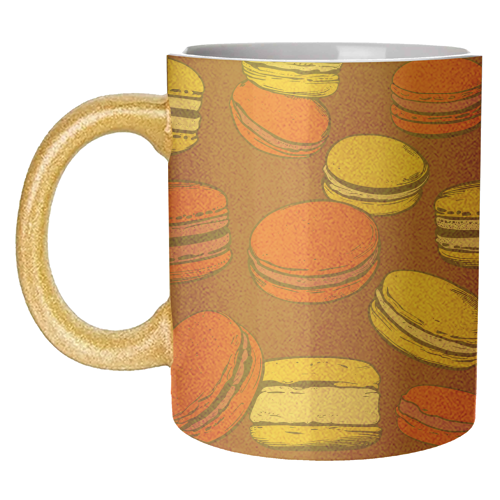 French Macarons Strawberry Lemon Citrus Red Yellow - unique mug by Art Heart Home and Fashion