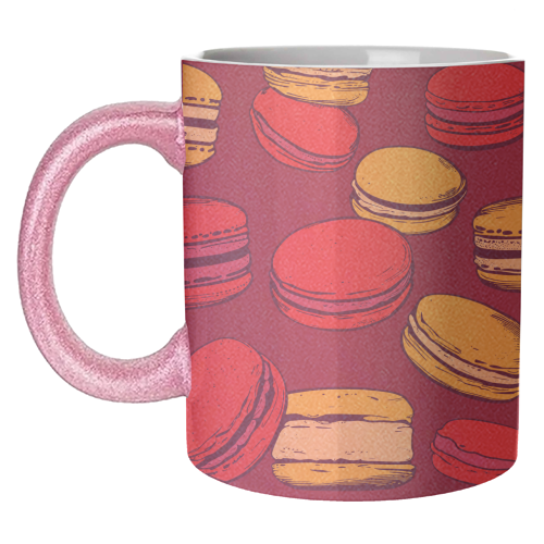 French Macarons Strawberry Lemon Citrus Red Yellow - unique mug by Art Heart Home and Fashion