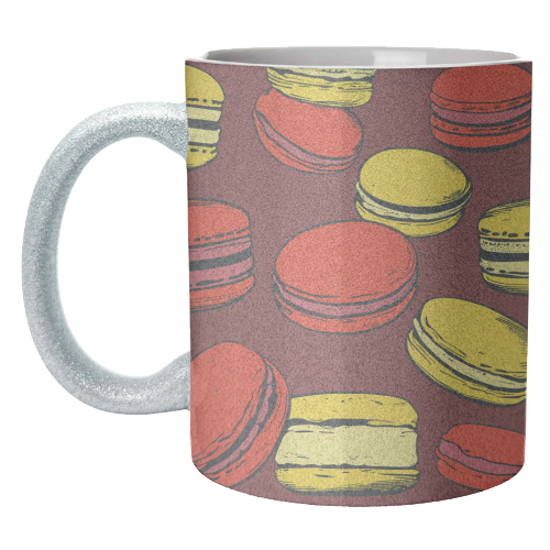 French Macarons Strawberry Lemon Citrus Red Yellow - unique mug by Art Heart Home and Fashion