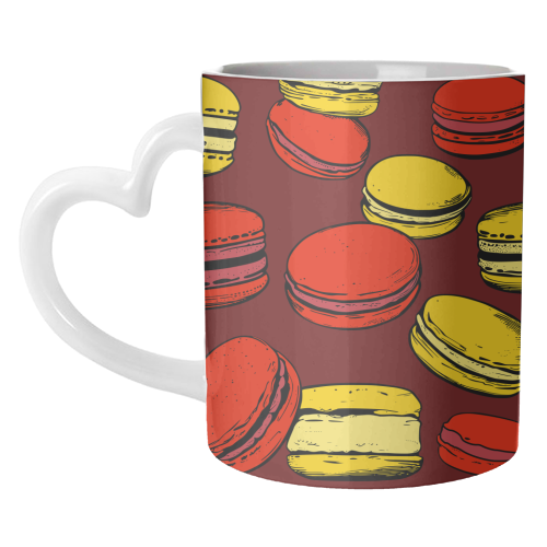 French Macarons Strawberry Lemon Citrus Red Yellow - unique mug by Art Heart Home and Fashion