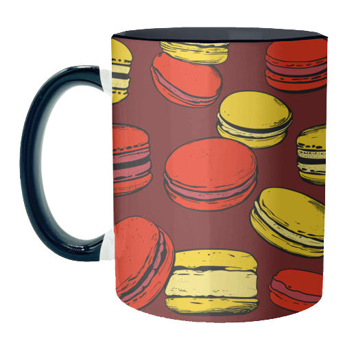 French Macarons Strawberry Lemon Citrus Red Yellow - unique mug by Art Heart Home and Fashion
