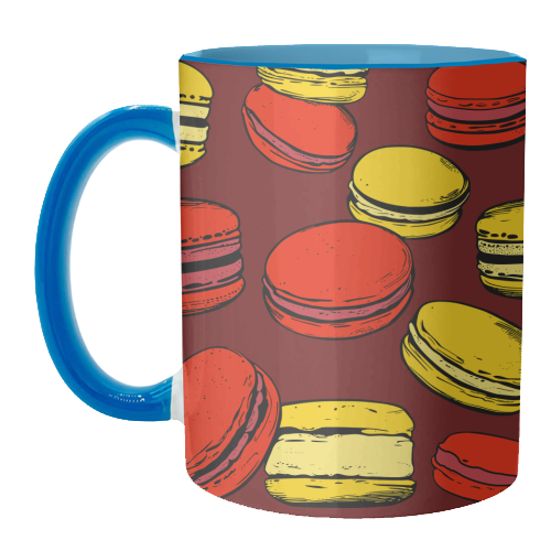French Macarons Strawberry Lemon Citrus Red Yellow - unique mug by Art Heart Home and Fashion