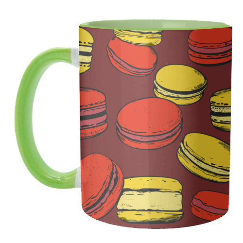 French Macarons Strawberry Lemon Citrus Red Yellow - unique mug by Art Heart Home and Fashion