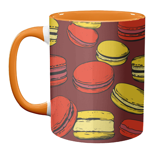 French Macarons Strawberry Lemon Citrus Red Yellow - unique mug by Art Heart Home and Fashion