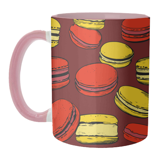 French Macarons Strawberry Lemon Citrus Red Yellow - unique mug by Art Heart Home and Fashion