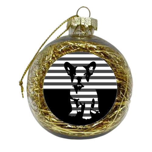 Frenchie-Bars - xmas bauble by Kitty & Rex Designs