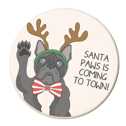 Frenchie Dog Christmas Rhyme Cute Design Dog Themed - personalised beer coaster by Lisa Wardle