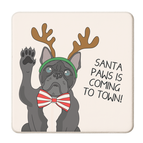 Frenchie Dog Christmas Rhyme Cute Design Dog Themed - personalised beer coaster by Lisa Wardle