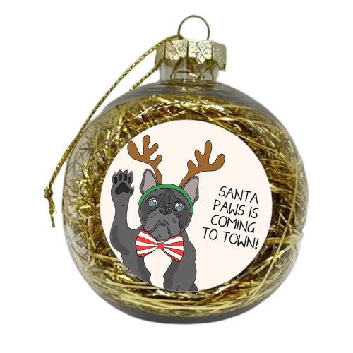 Frenchie Dog Christmas Rhyme Cute Design Dog Themed - xmas bauble by Lisa Wardle