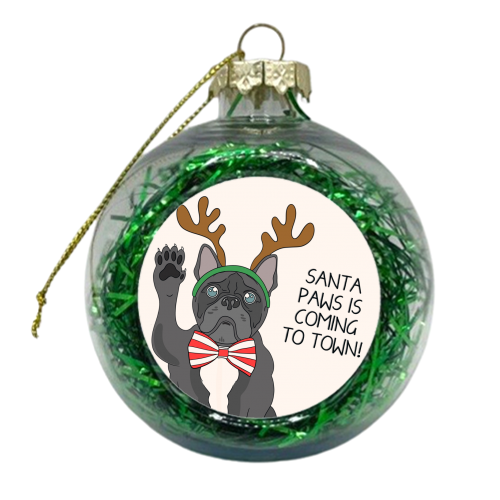Frenchie Dog Christmas Rhyme Cute Design Dog Themed - xmas bauble by Lisa Wardle