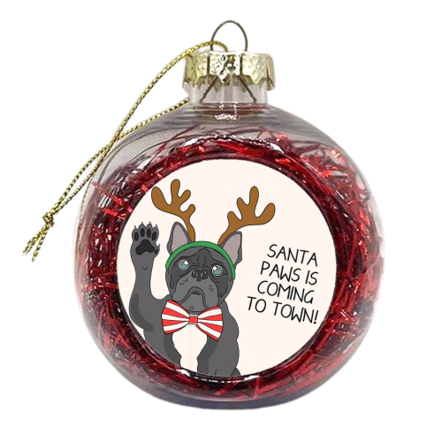 Frenchie Dog Christmas Rhyme Cute Design Dog Themed - xmas bauble by Lisa Wardle