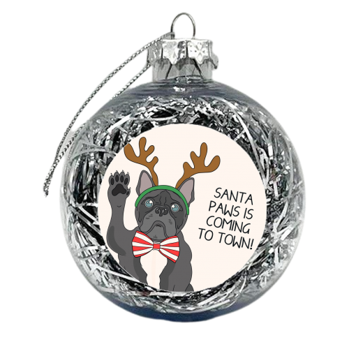 Frenchie Dog Christmas Rhyme Cute Design Dog Themed - xmas bauble by Lisa Wardle