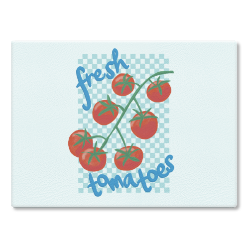 Fresh Tomatoes - glass chopping board by The Boy and the Bear