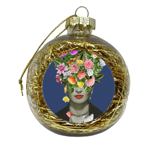 Frida Floral Blue - xmas bauble by Frida Floral Studio