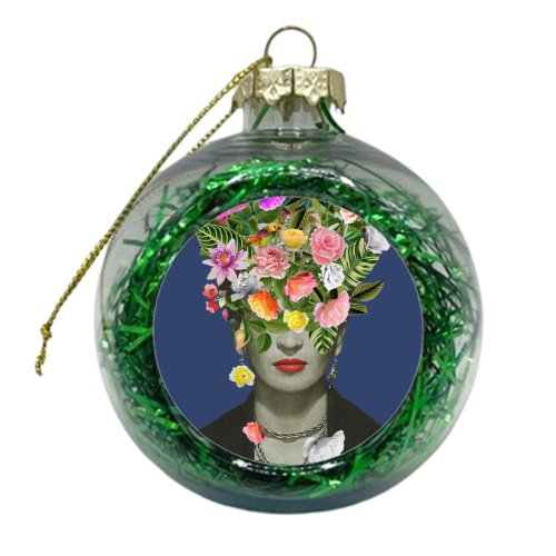Frida Floral Blue - xmas bauble by Frida Floral Studio