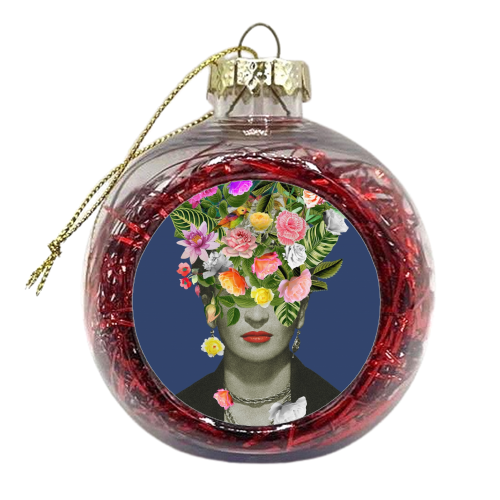 Frida Floral Blue - xmas bauble by Frida Floral Studio