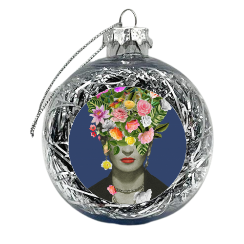 Frida Floral Blue - xmas bauble by Frida Floral Studio