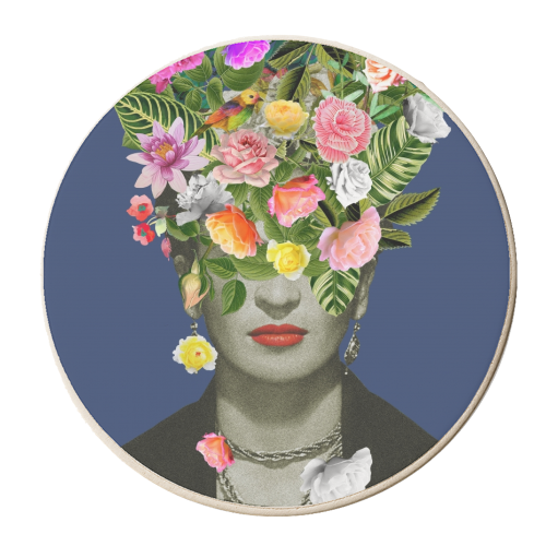 Frida Floral Blue - personalised beer coaster by Frida Floral Studio