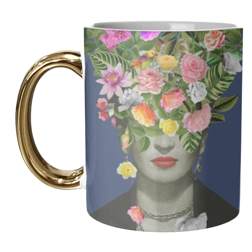Frida Floral Blue - unique mug by Frida Floral Studio