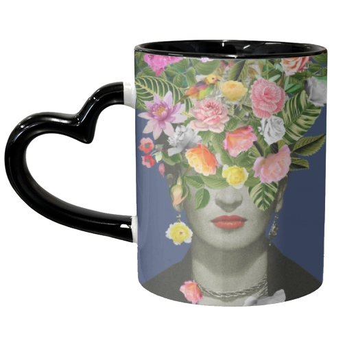 Frida Floral Blue - unique mug by Frida Floral Studio