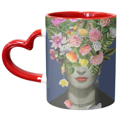 Frida Floral Blue - unique mug by Frida Floral Studio