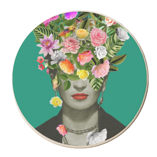 Frida Floral Green - personalised beer coaster by Frida Floral Studio