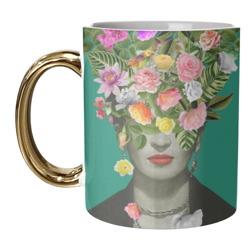 Frida Floral Green - unique mug by Frida Floral Studio