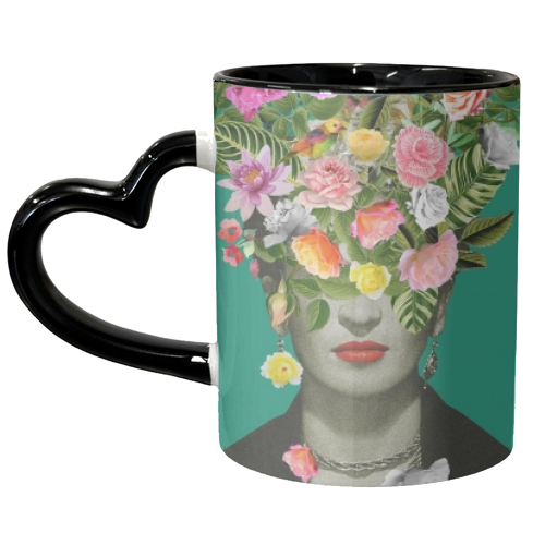 Frida Floral Green - unique mug by Frida Floral Studio